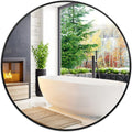 Black Circle Mirror for Wall 22 in - Matte Round Mirror