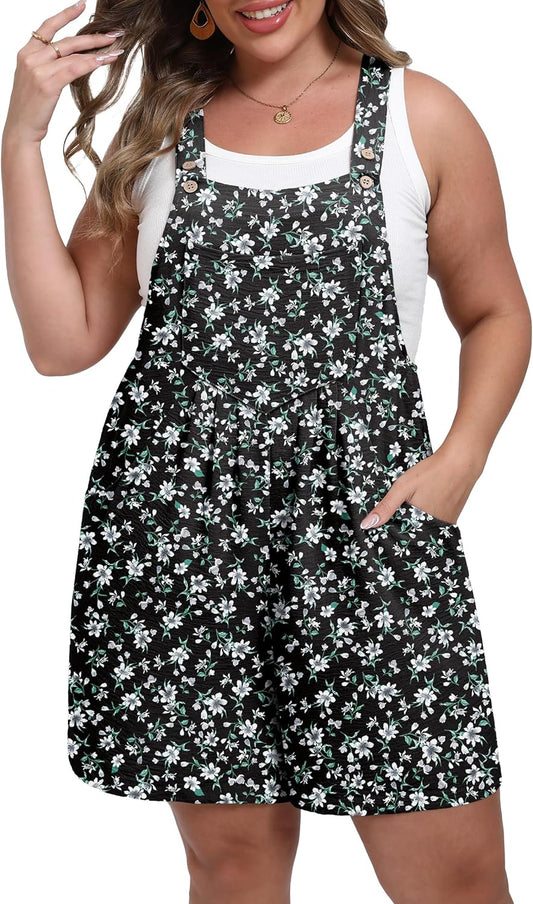 2025 Women's Plus Size Romper Jumpsuit Casual Overalls Shorts