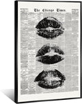 Trendy Newspaper Wall Art Vintage Black And White Kiss Lips Posters