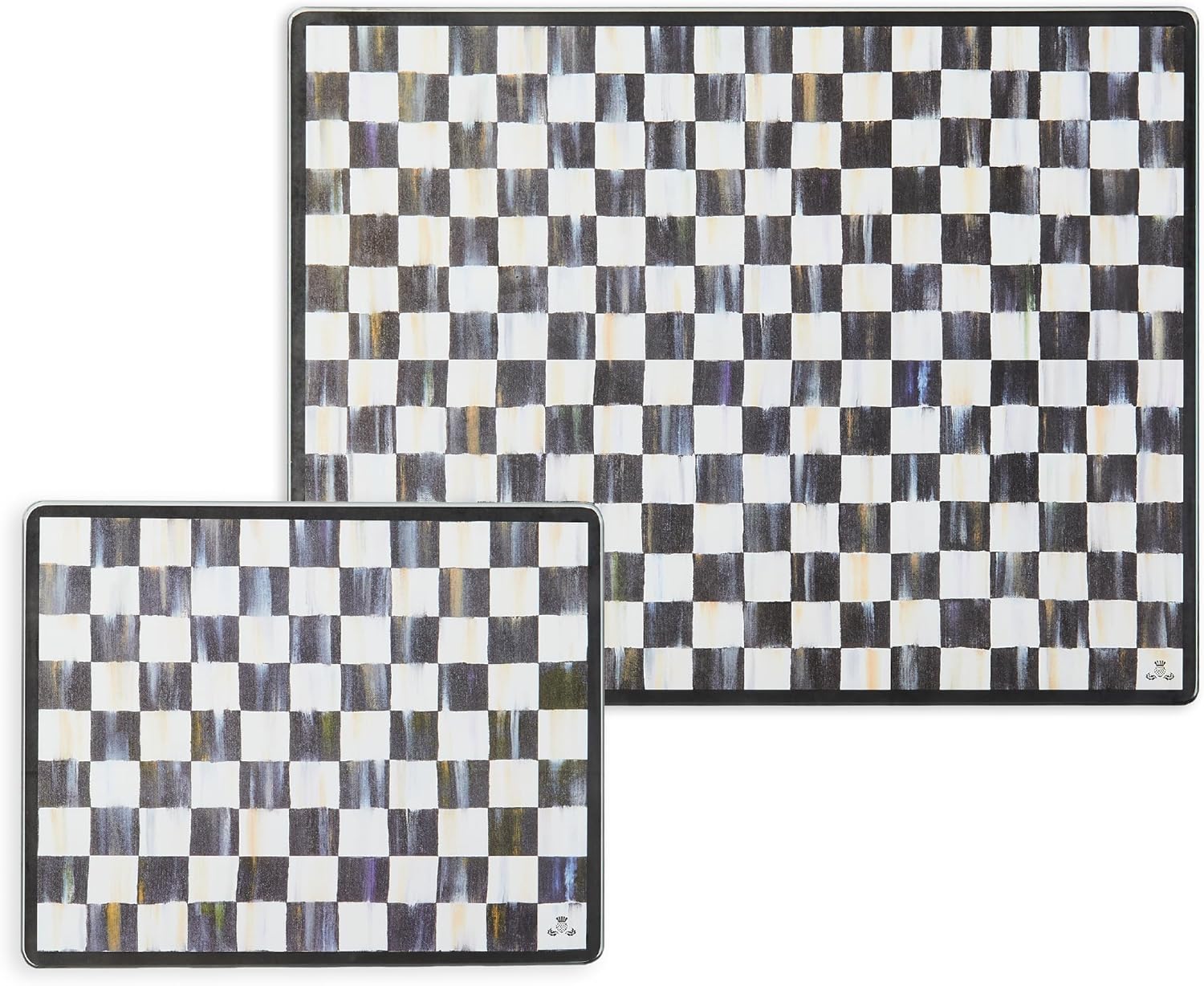Tempered Glass Cutting Board Set of 2 in Courtly Check Design