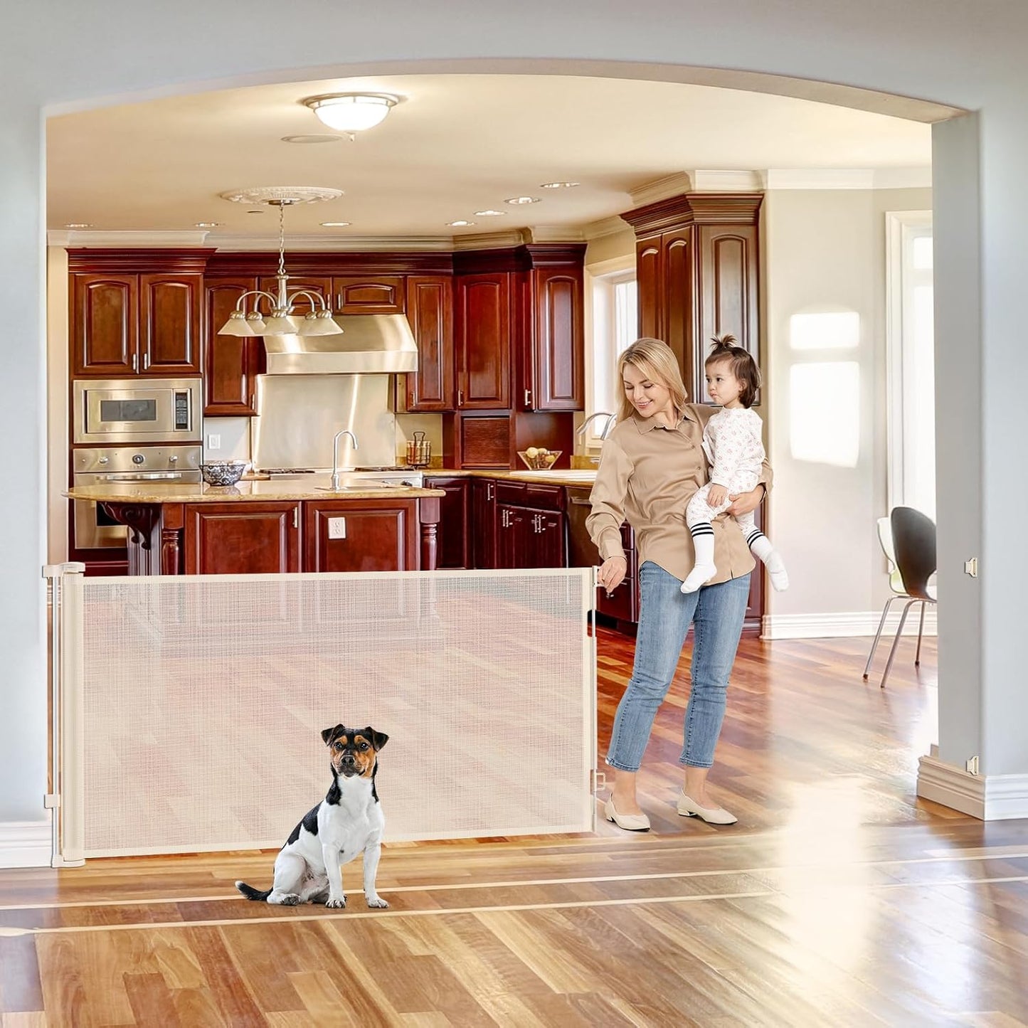 75 Inch Wide Retractable Baby Gate for Indoor and Outdoor Use
