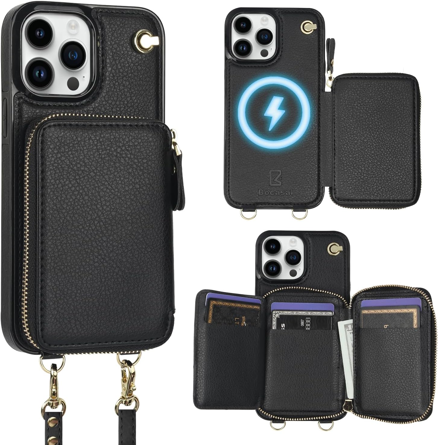 Bocasal MagSafe Crossbody Wallet Case for iPhone 13 Pro Max