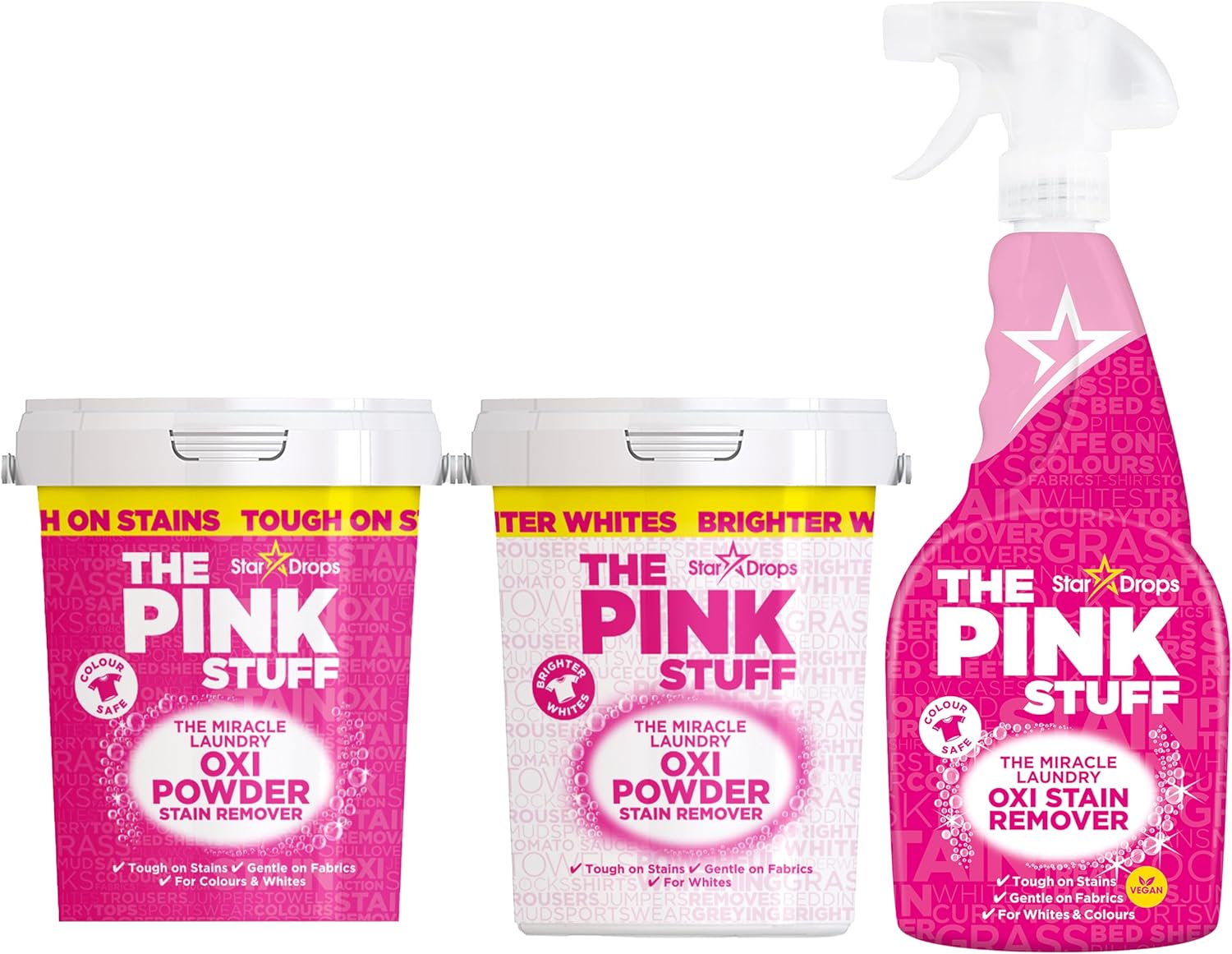Pink Stuff Stain Remover 3-Pack - Brighter Whites, Vibrant Colors