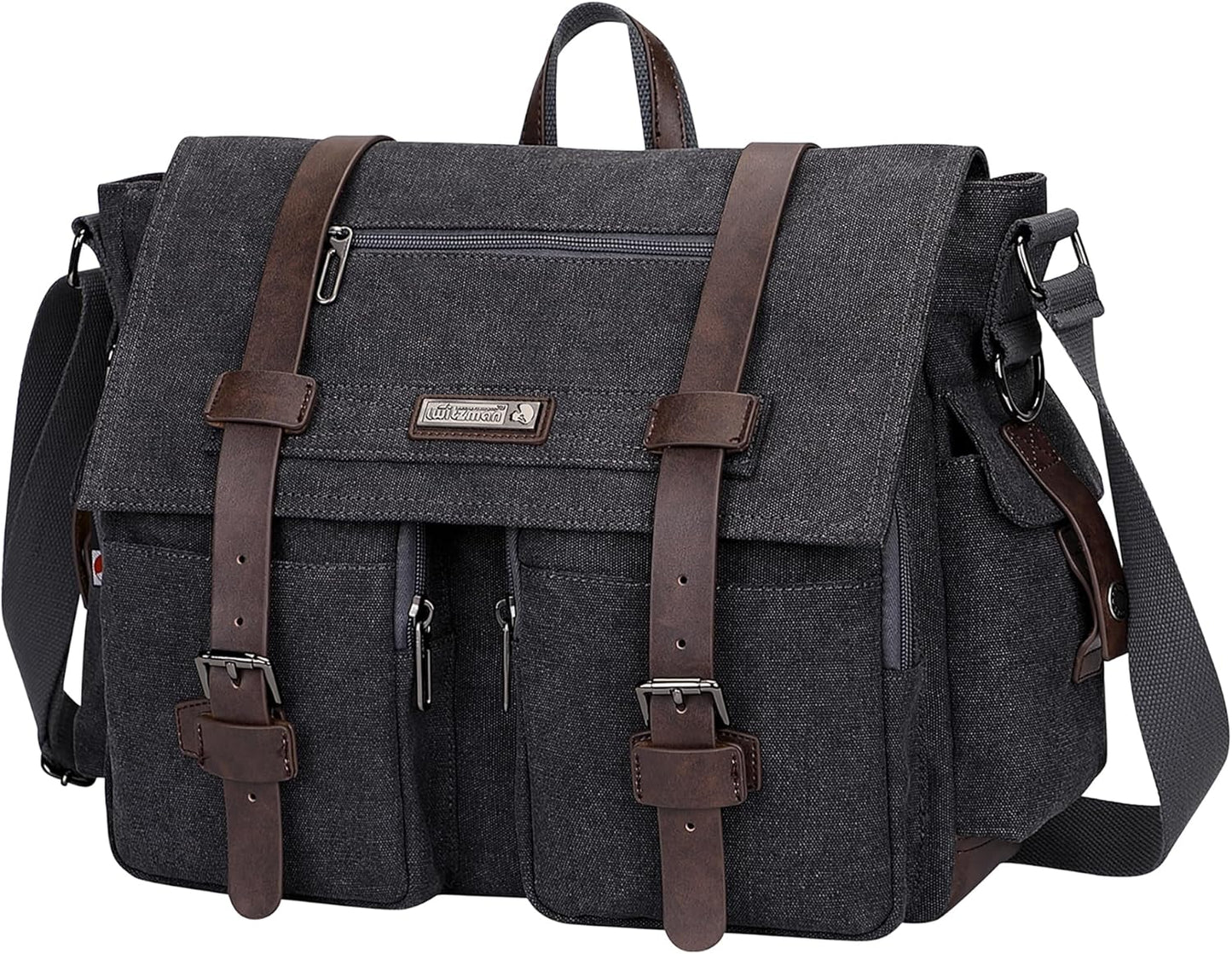 WITZMAN Vintage Canvas Messenger Bag for Men and Women Large Satchel