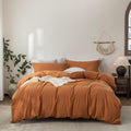 Linen Feel Duvet Cover Queen Size in Burnt Orange for Comfort