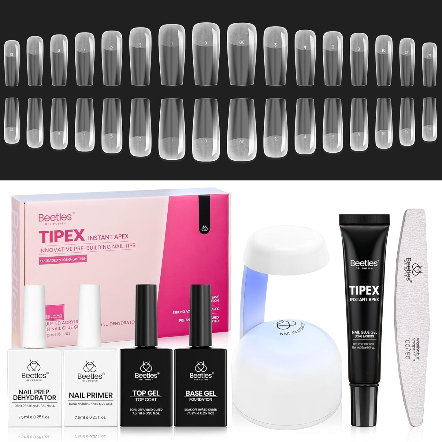 Beetles Tipex Instant Apex Nail Tips Kit for Salon-Quality Nails