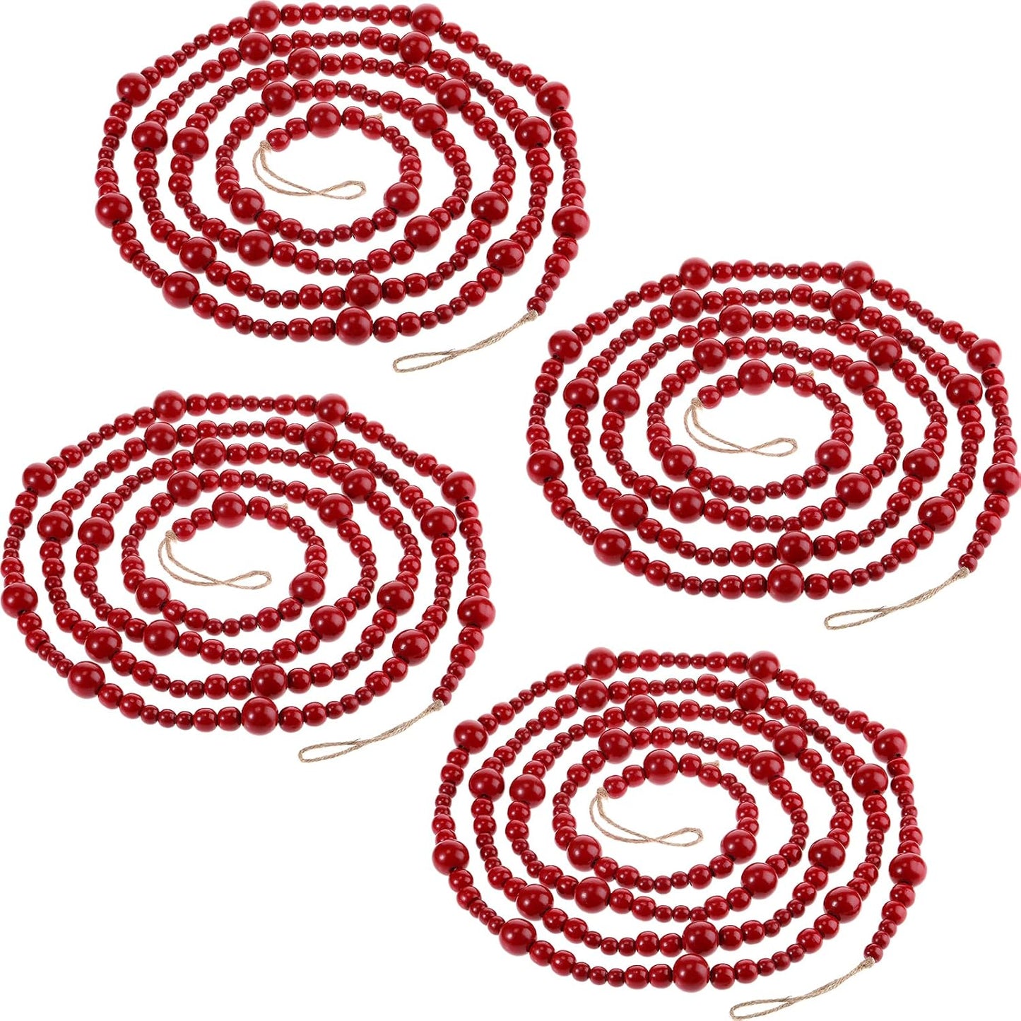 40 Feet Christmas Wooden Beads Garland for Rustic Decor