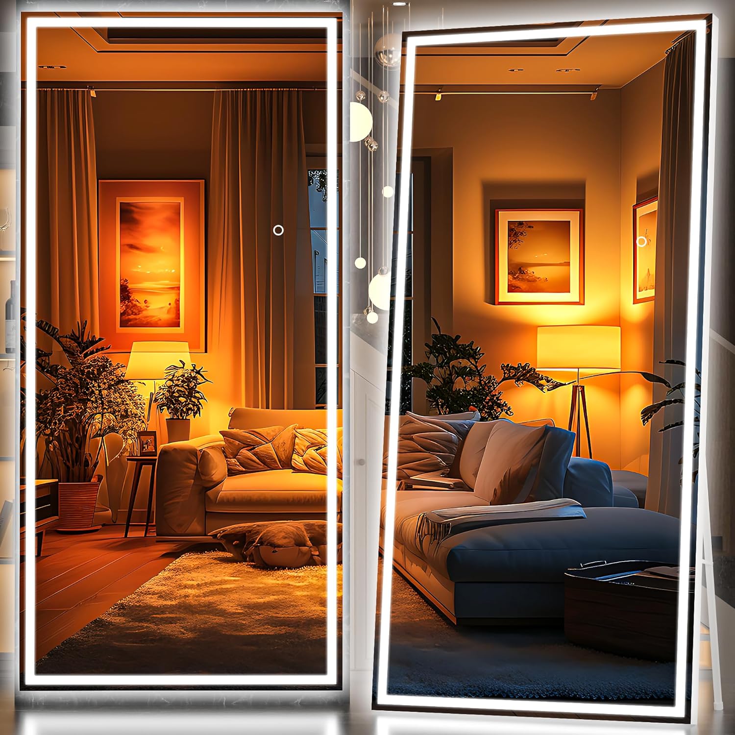 Hasipu Full Length Mirror with Lights - Dimmable LED Floor Mirror