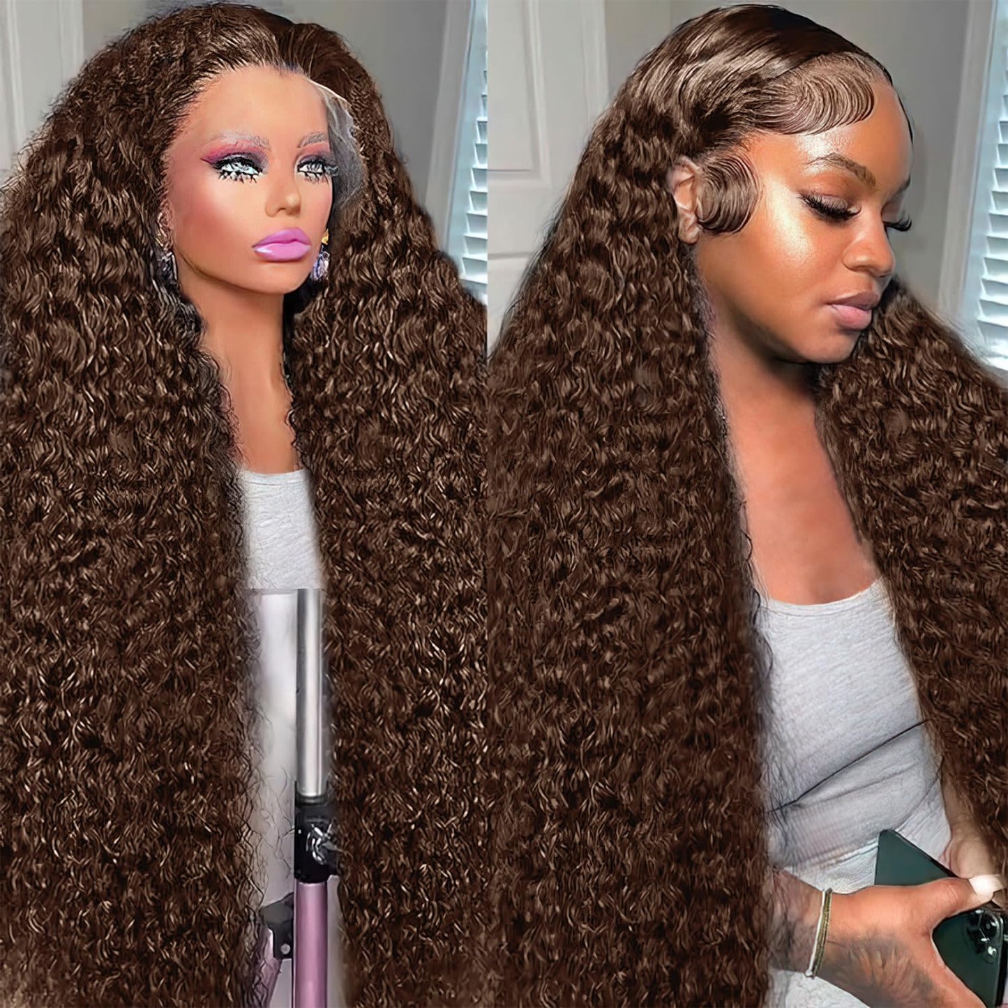Chocolate Brown 13x6 Deep Wave Lace Front Wig for Women