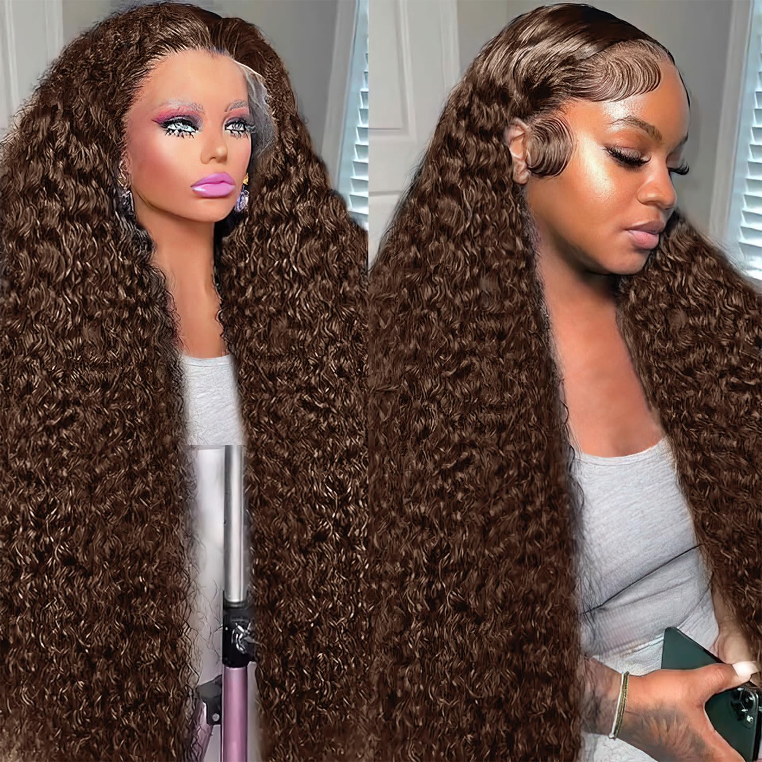 Chocolate Brown 13x6 Deep Wave Lace Front Wig for Women