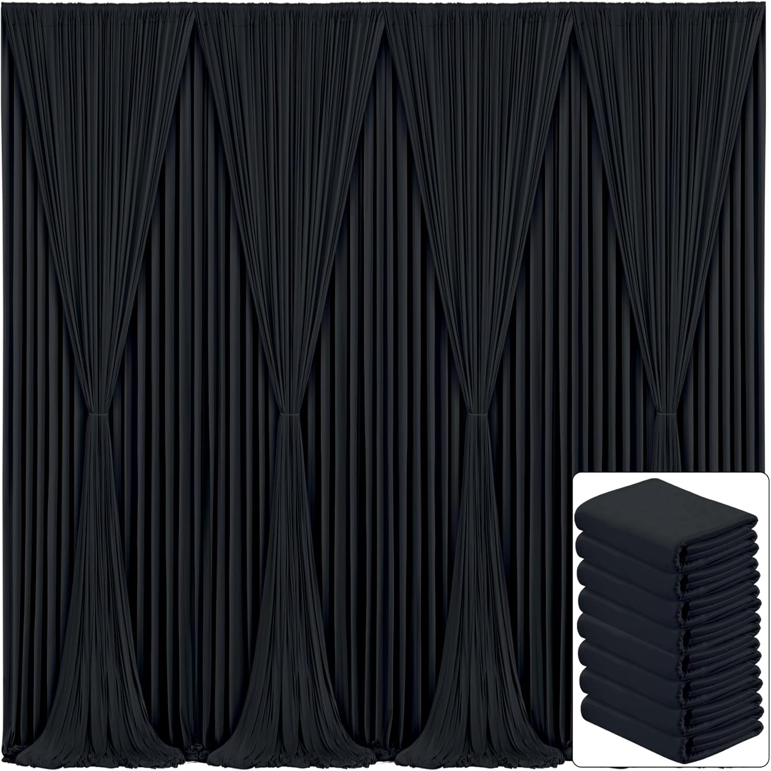 8 Panels Black Backdrop Curtain for Elegant Party Decor