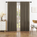 DUALIFE Faux Linen Full Blackout Curtains for Sliding Glass Door