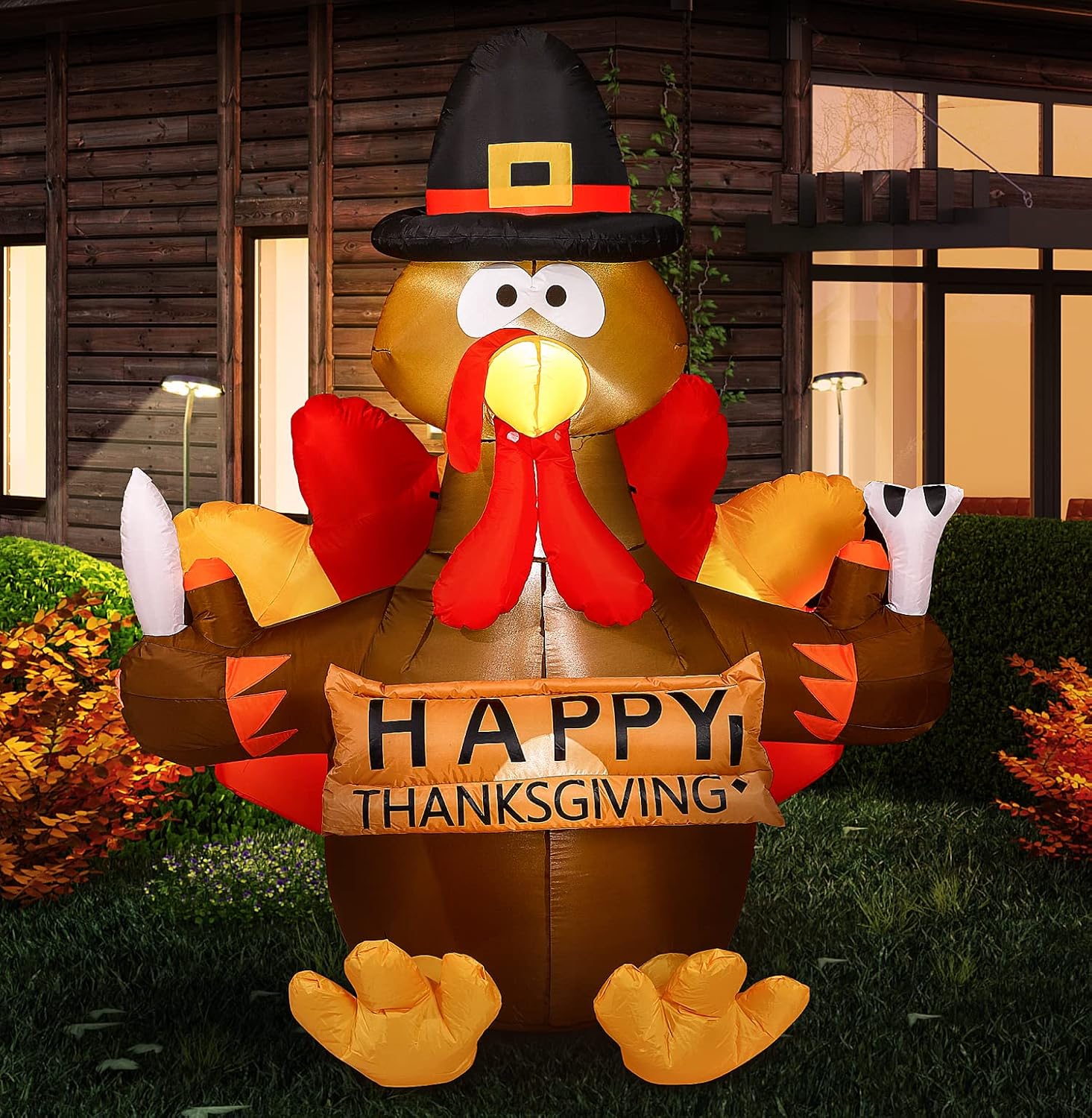 Thanksgiving Inflatable Turkey with Knife and Fork for Decor