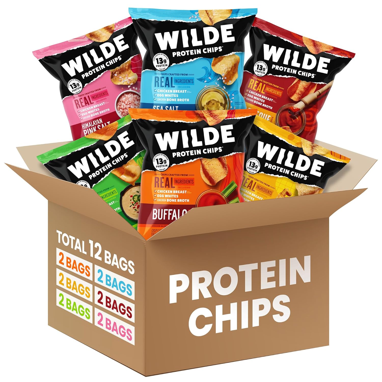 WILDE Protein Chips Variety Pack - High Protein Keto Snacks