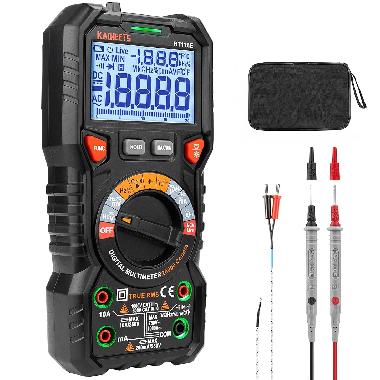 KAIWEETS HT118E Digital Multimeter with 20000 Counts Resolution