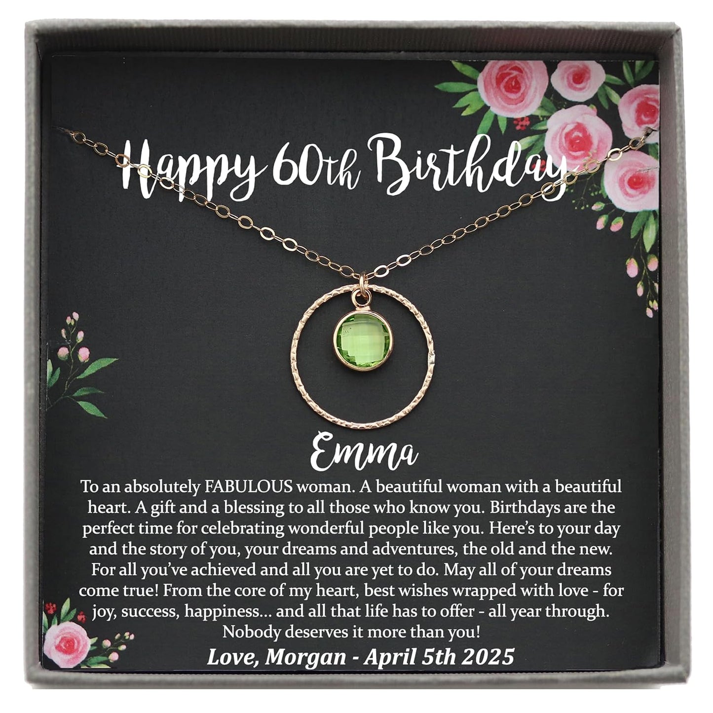 Be Wished 60th Birthday Gifts for Women with Poem Necklace