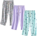 PNAEONG Women Capri Pajama Pants 3-Pack - Lightweight Comfort