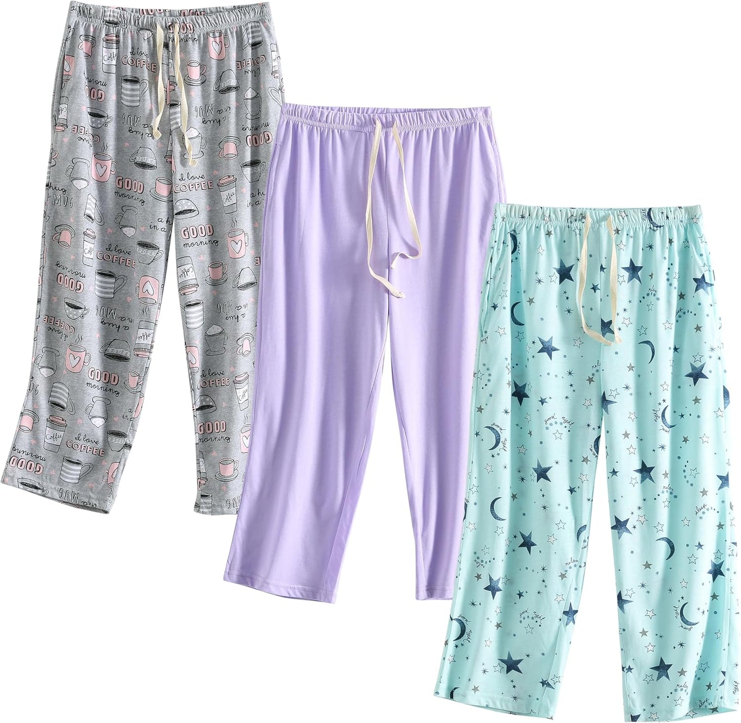 PNAEONG 3 Pack Women Pajama Pants with Pockets for Comfort
