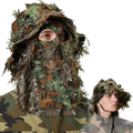 3D Leafy Camo Face Mask Bucket Hat for Tactical Hunting Gear
