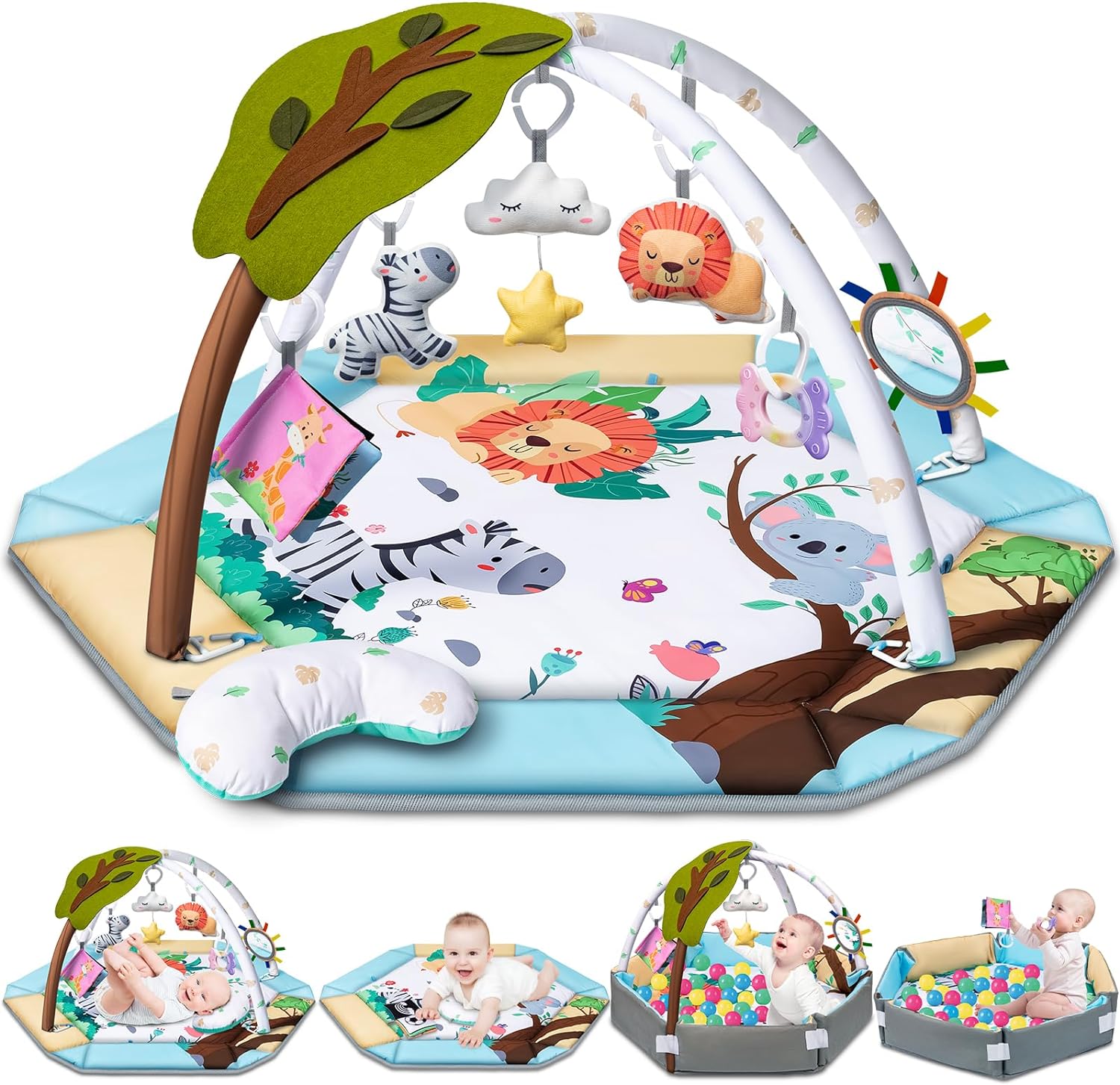 Jyusmile 8-in-1 Baby Gym Play Mat - Ultimate Developmental Fun!