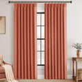 Terracotta Pinch Pleated Linen Curtains 102 in Length - Tailored Light
