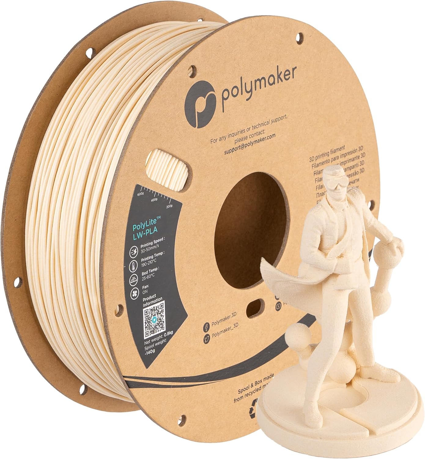 Polymaker Lightweight PLA Filament 1.75mm for 3D Printing