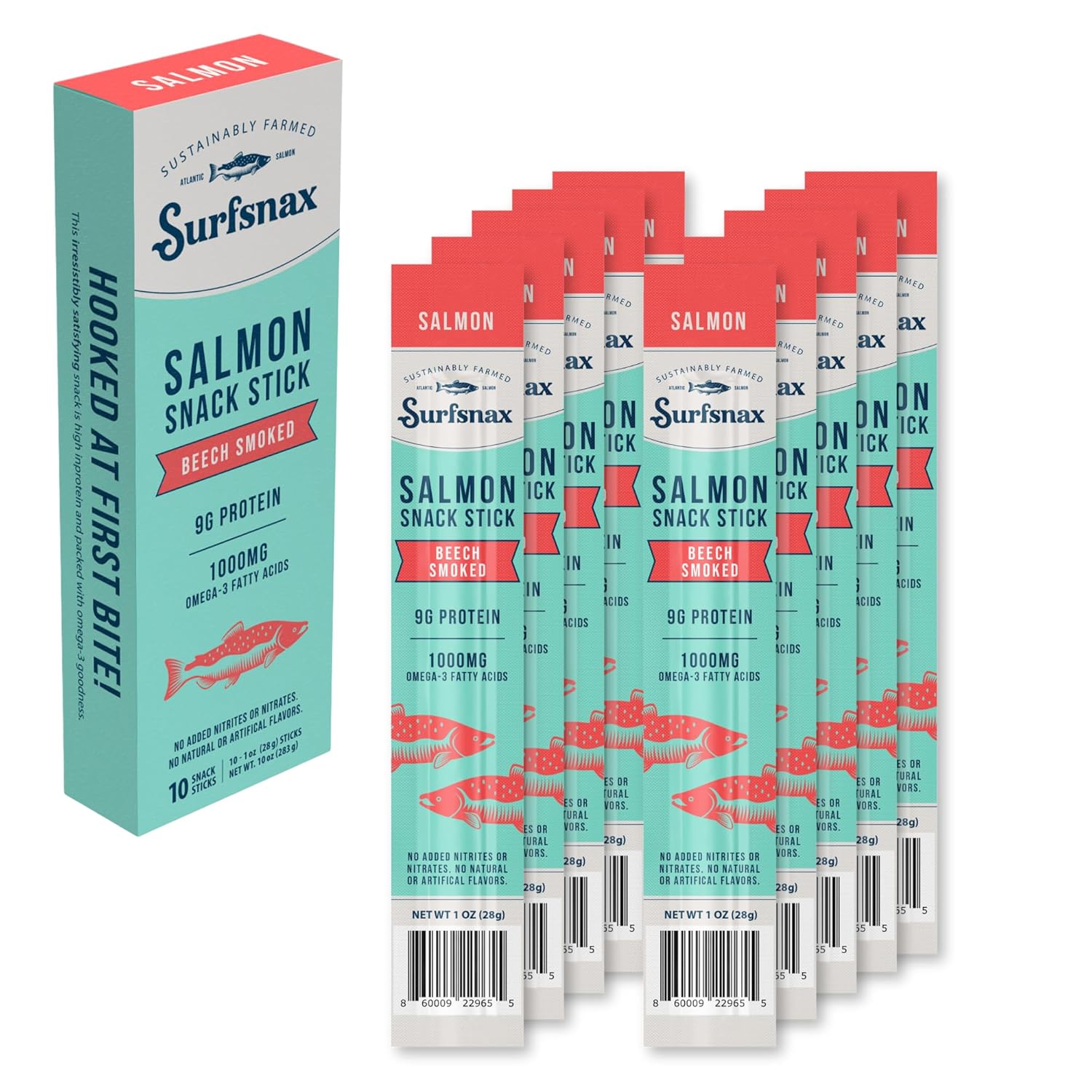 Surfsnax Salmon Jerky Snack Sticks - High Protein & Omega-3s