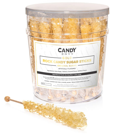 Gold Rock Candy Sugar Sticks - Perfect Party Favors for Events