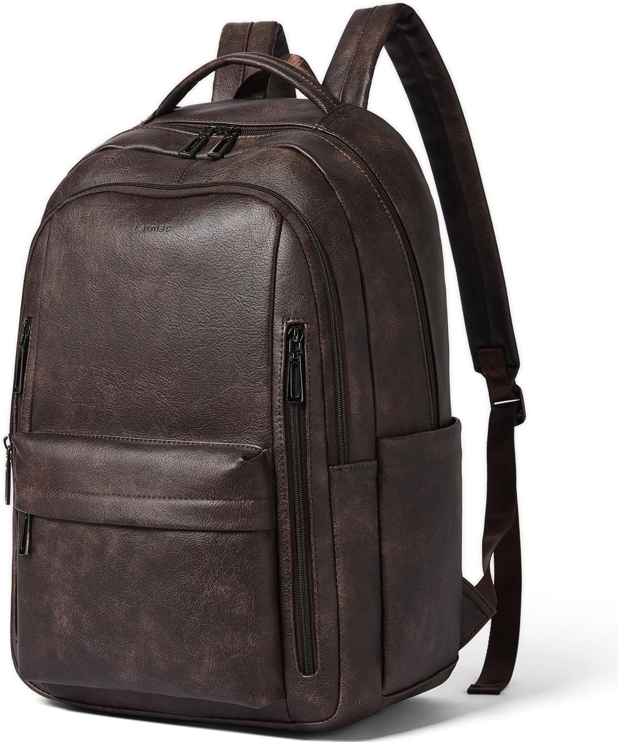 30L Faux Leather Laptop Backpack for Work and Travel Use
