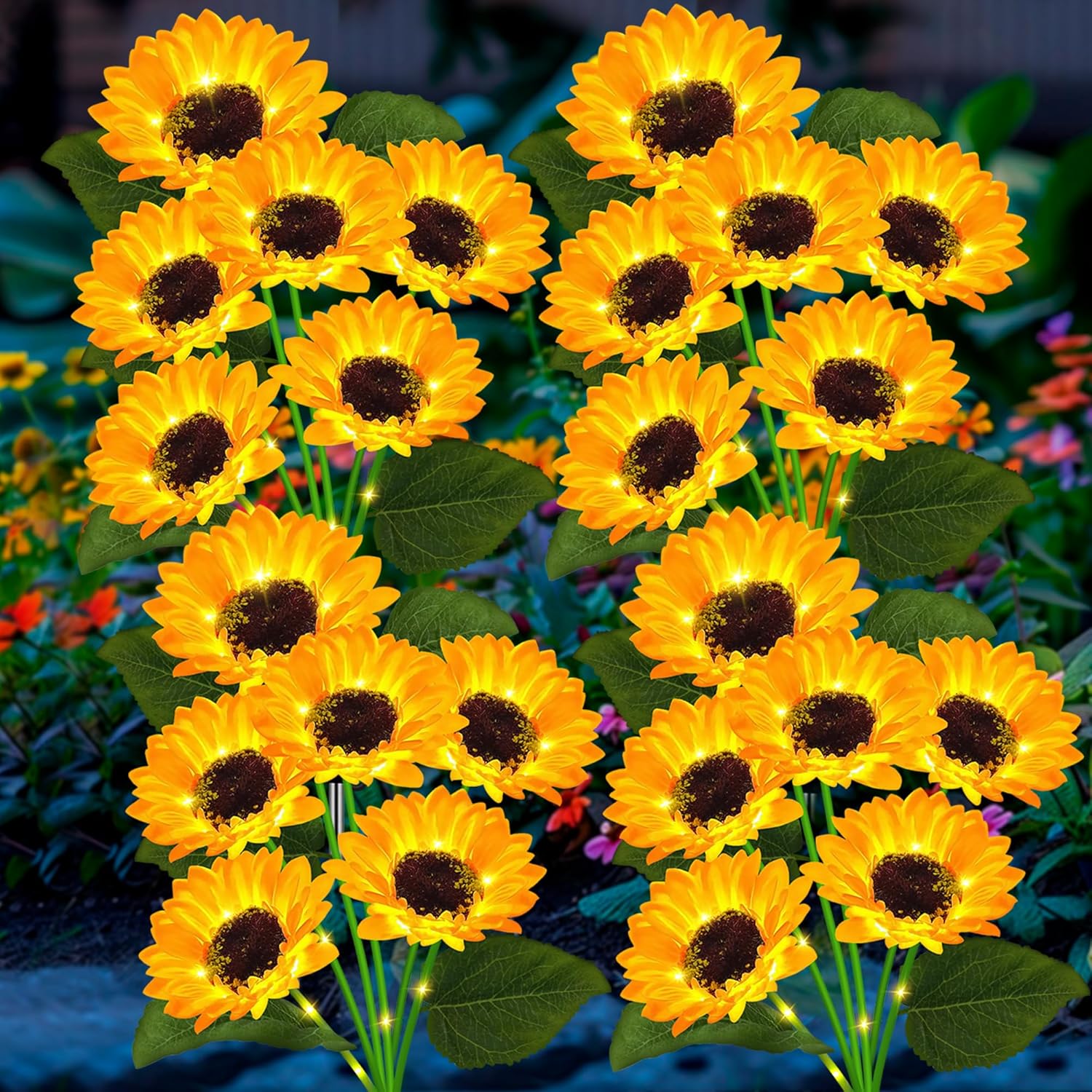4 Pack Solar Sunflower Lights for Garden, Perfect Gift for Mom