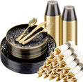 Hioasis 175pcs Black Gold Plastic Plates Dinnerware Set - Elegant