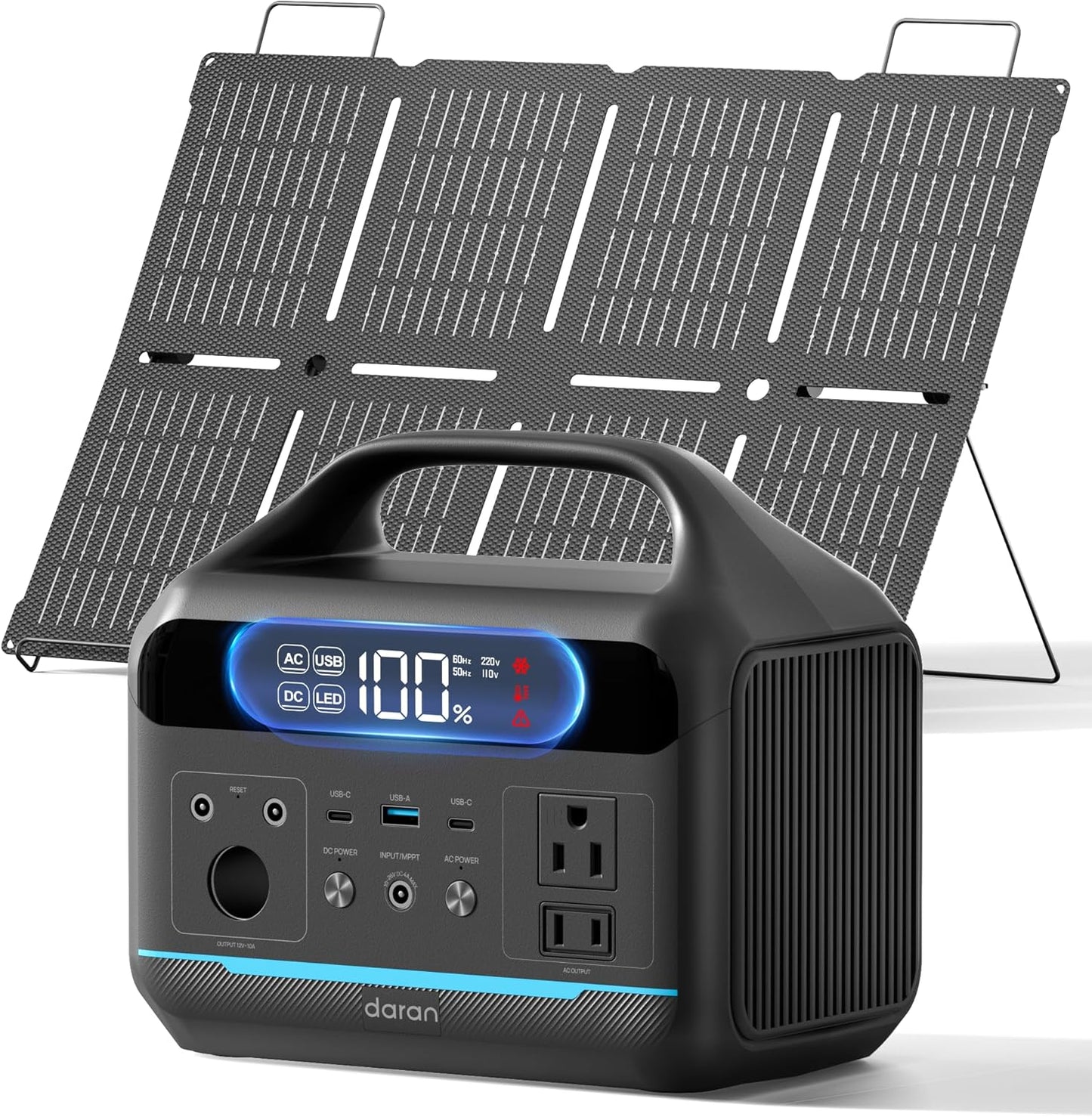 Portable Power Station 600W with Solar Panel for Camping