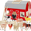 YEEBAY Farm Animals Toys Wooden Barn Playset - Educational Gift