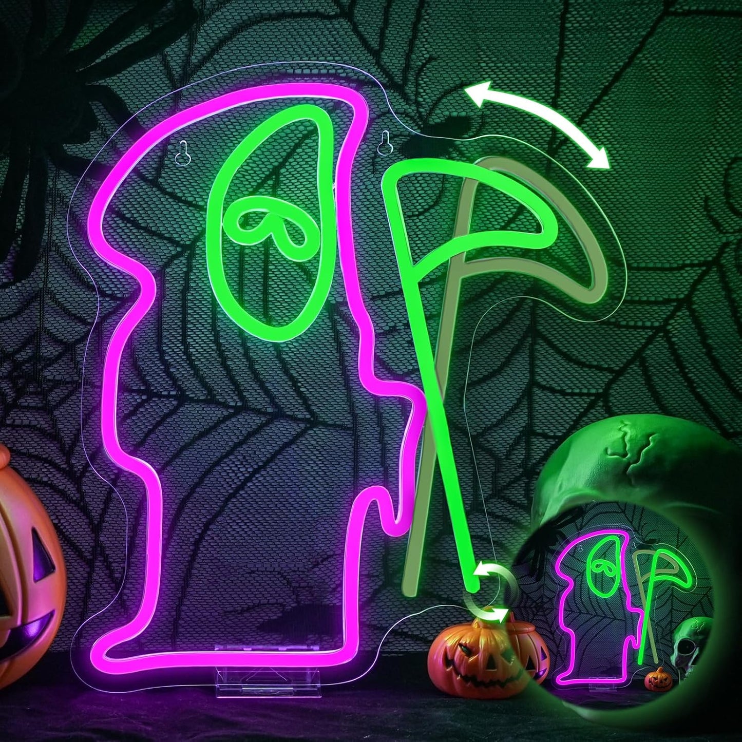 Grim Reaper Neon Sign for Halloween Parties and Decor