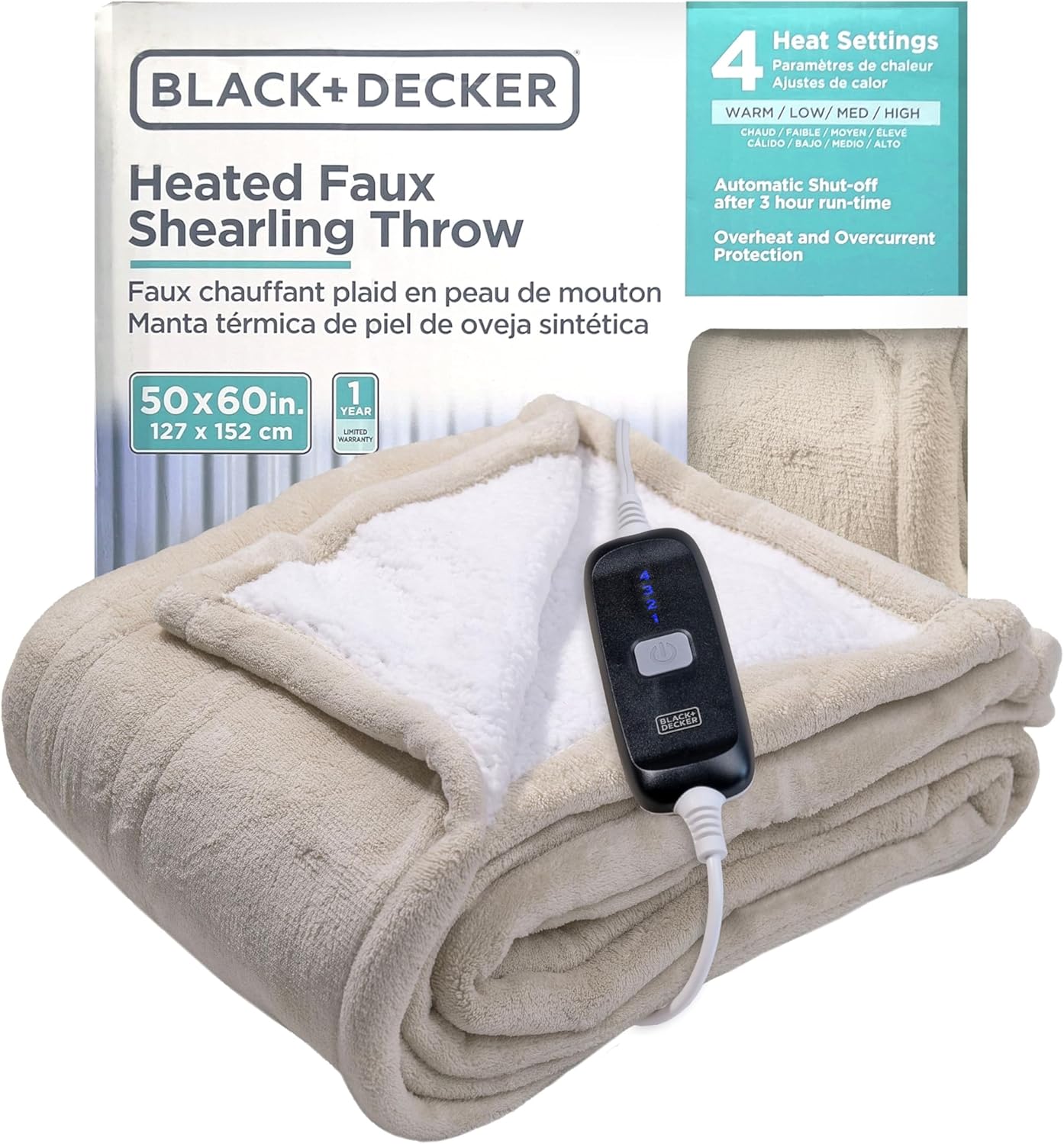 BLACK+DECKER Heated Blanket Electric Throw for Ultimate Comfort