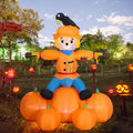 Inflatable Fall Scarecrow 5FT Lighted Pumpkins - Yard Decor