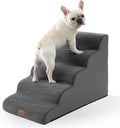 Extra Wide Dog Stairs 19.7 in Width Charcoal Grey - Soft 5-Step Ramp