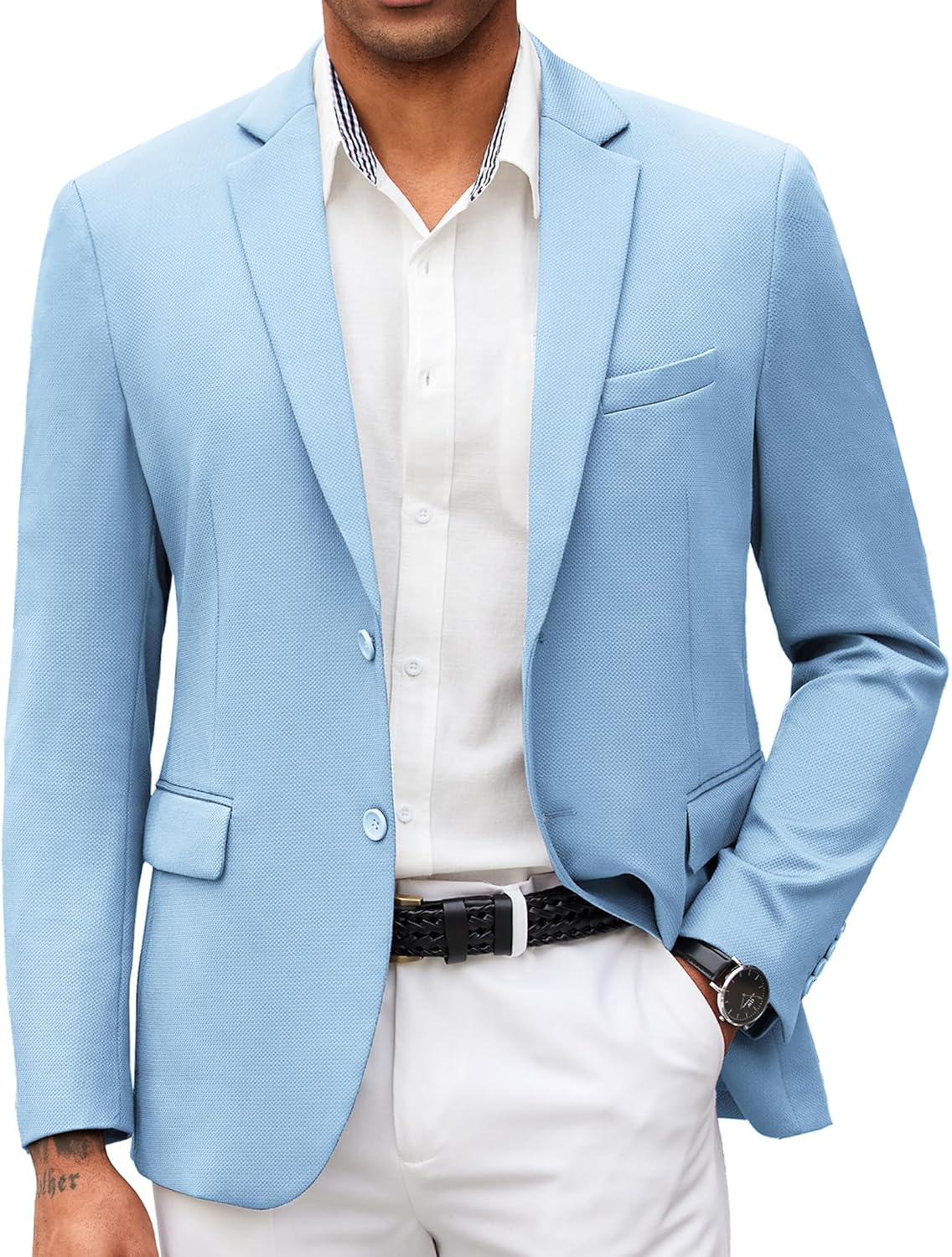 COOFANDY Mens Casual Blazer Slim Fit Lightweight Knit Jacket
