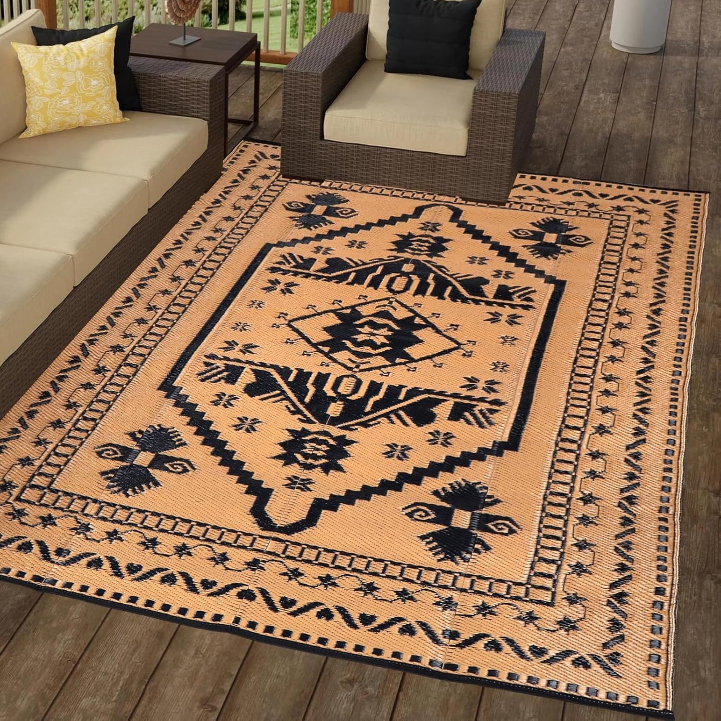 Reversible Outdoor Mats - 5ft x 8ft Plastic Straw Rug for Patio