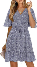 KIRUNDO Women's Summer Mini Dress - Flowy Floral Ruffle Fit
