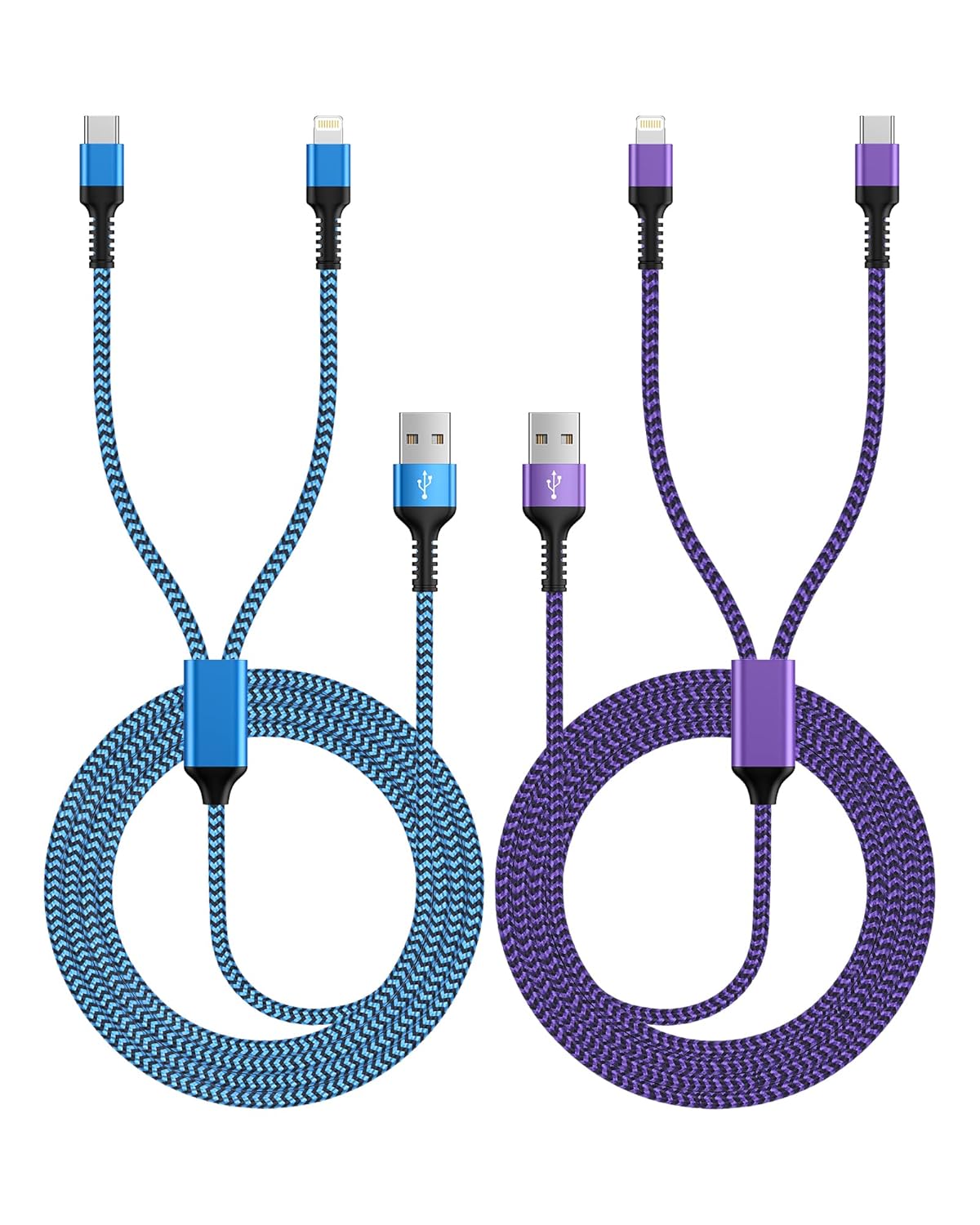 Haoano 4FT 2-in-1 Multi Charger Cable - Lightning & Type C Ports for Fast Charging