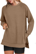 Women's Oversized Crewneck Sweatshirt with Side Zipper - Casual Fall