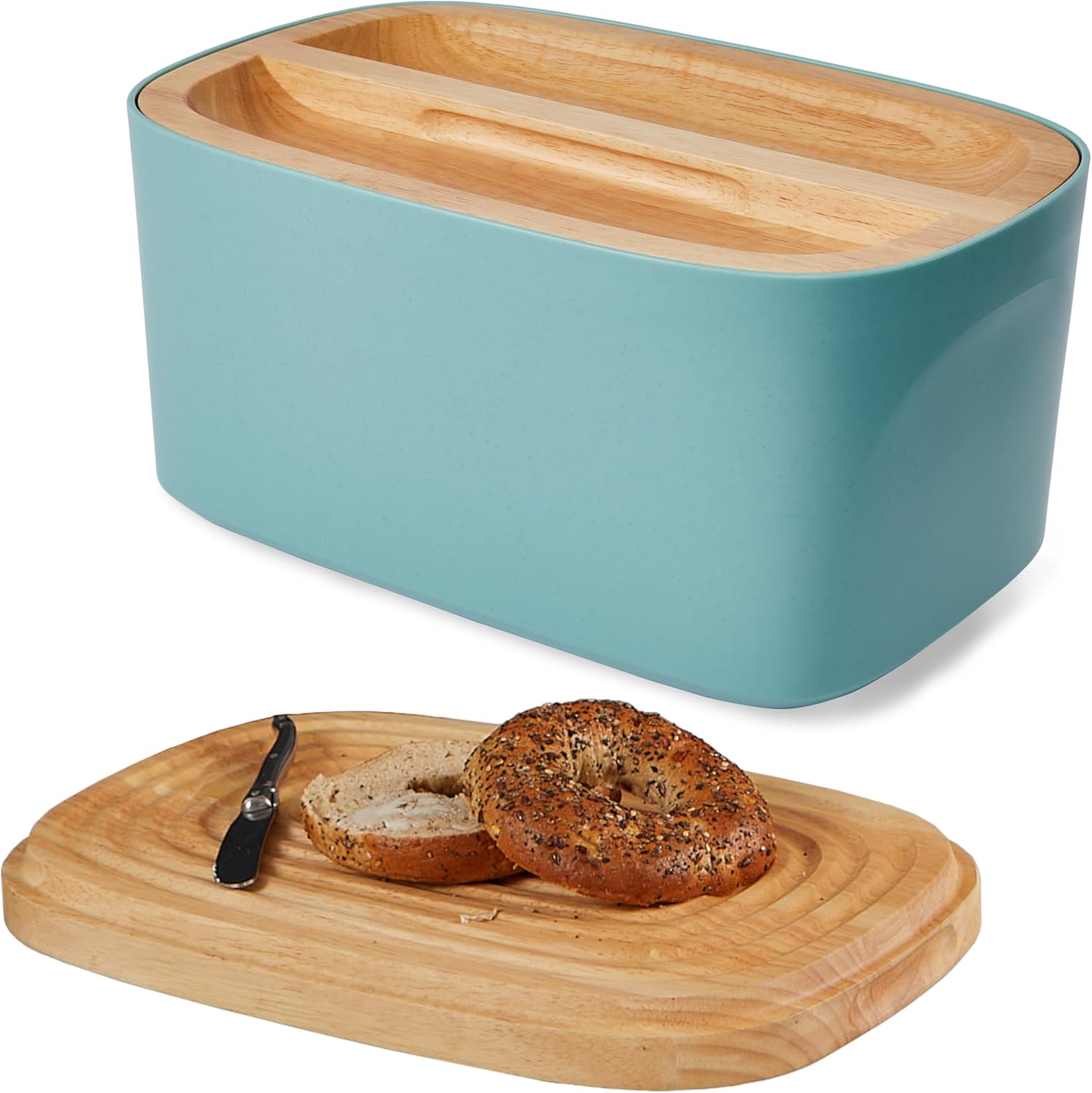 Modern Bamboo Fiber and Recycled Plastic Bread Box for Kitchen