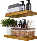 Wood Floating Shelves 16 in Set of 2 - Sturdy Rustic Wall Shelves