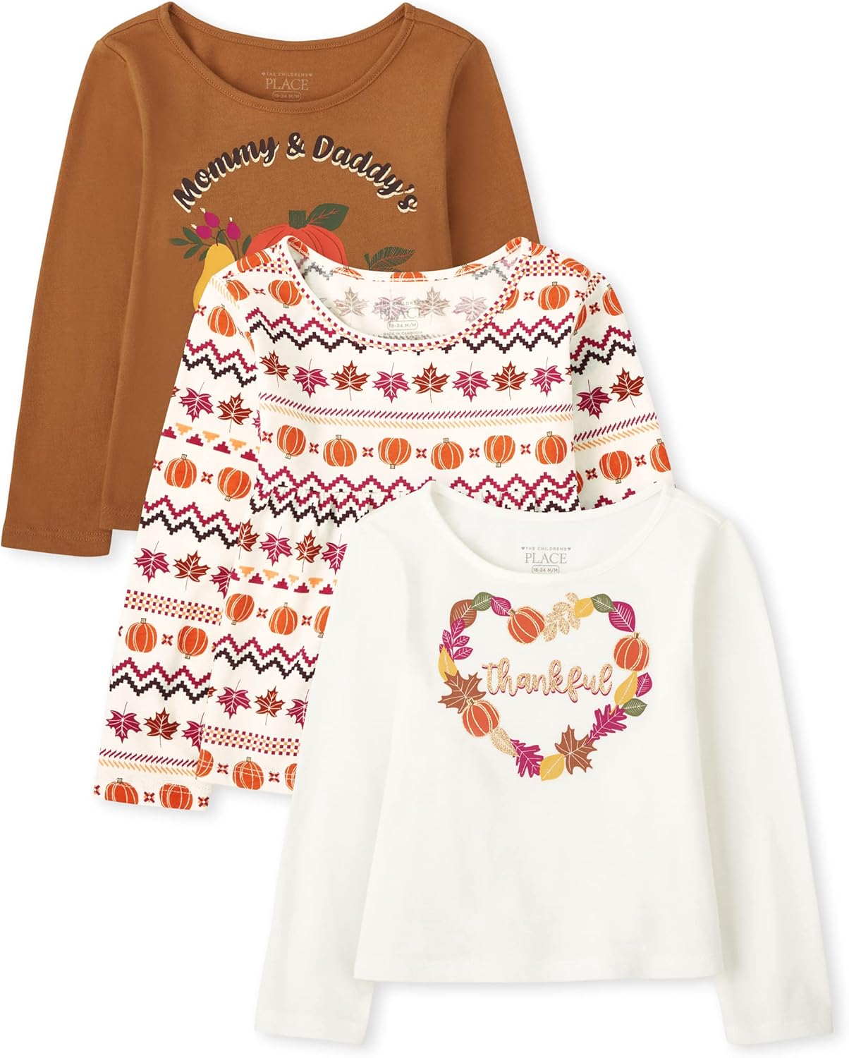 Adorable Long Sleeve Shirts 3-Pack for Baby Girls and Toddlers