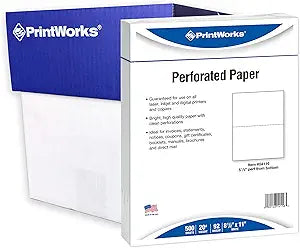 PrintWorks Half Sheet Perforated Paper for Professional Use