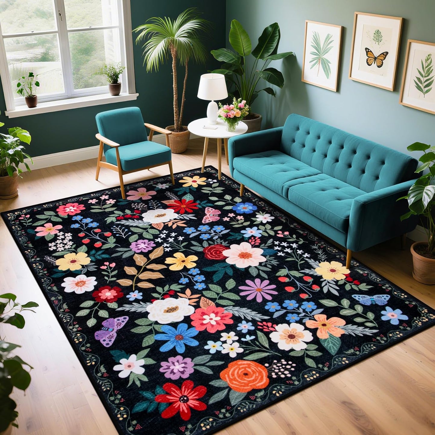 6x9 Area Rugs for Living Room: Vintage Floral Soft Boho Carpet