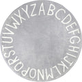 63 in Round Alphabet Kids Play Rug - Soft Grey Nursery Mat