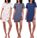 Women's Short Sleeve Nightgown Dress 3 Pack - Comfortable Sleepshirts