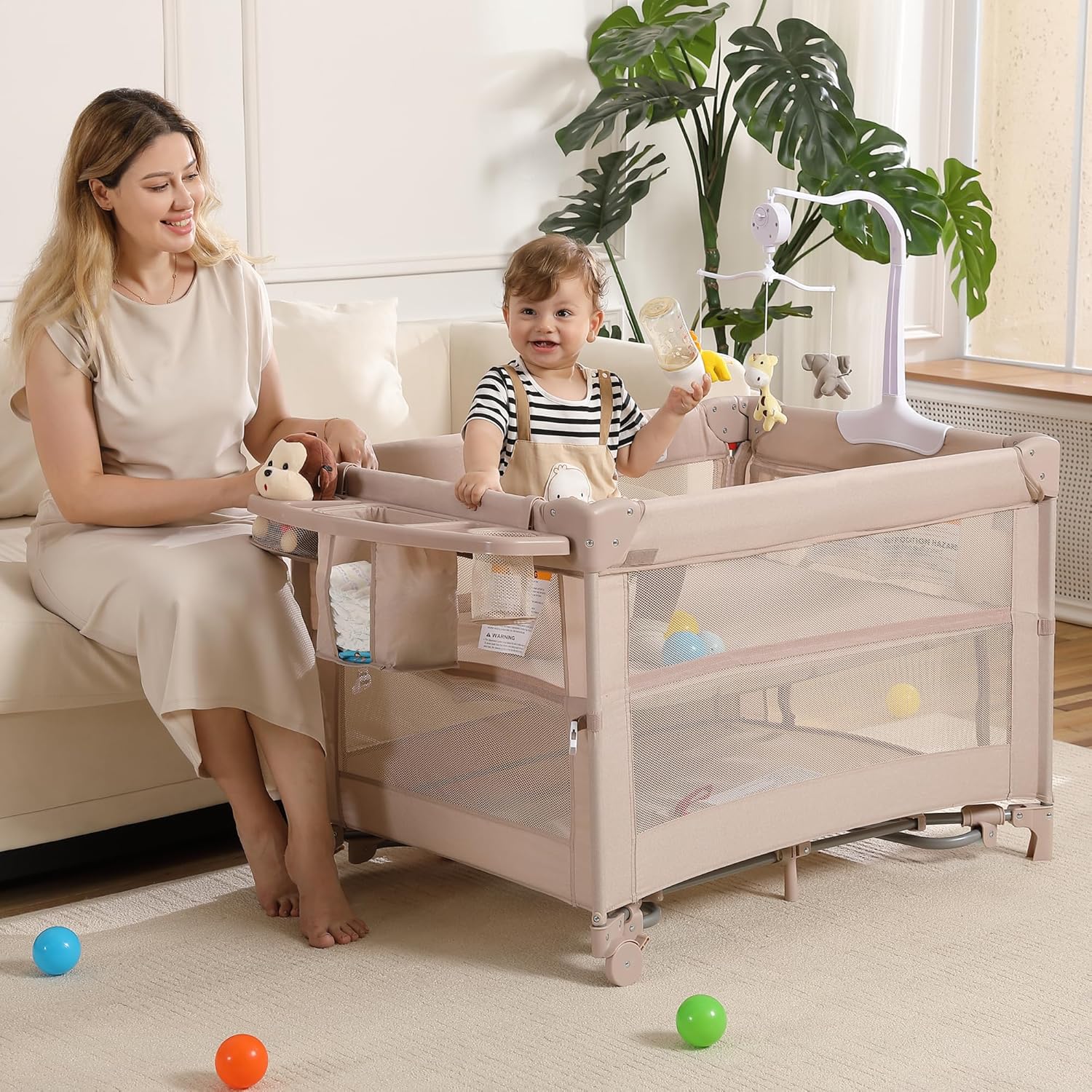 5 in 1 Portable Travel Baby Bassinet and Playard for Toddlers